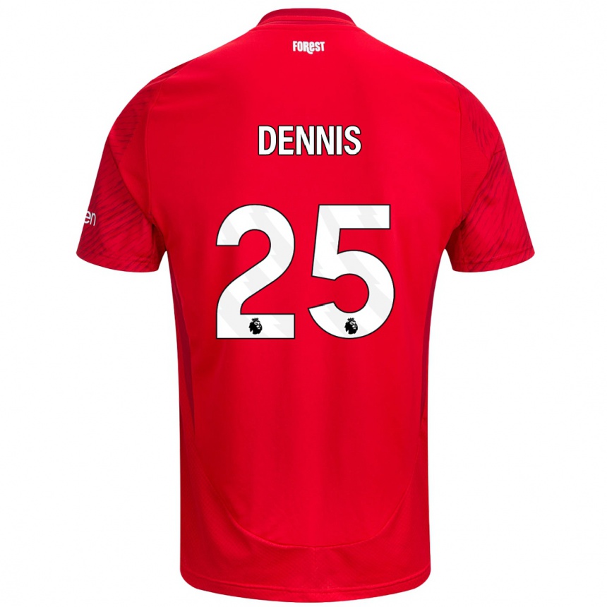 Kids Football Emmanuel Dennis #25 Red White Home Jersey 2024/25 T-Shirt Nz