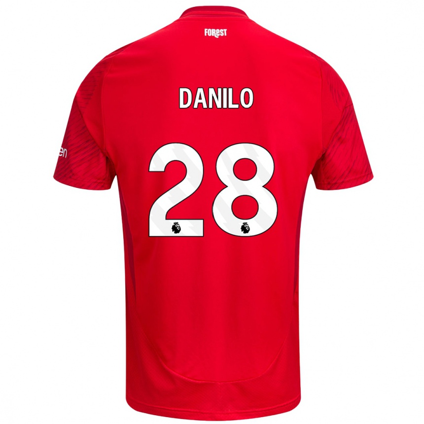 Kids Football Danilo #28 Red White Home Jersey 2024/25 T-Shirt Nz