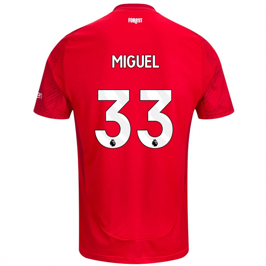 Kids Football Carlos Miguel #33 Red White Home Jersey 2024/25 T-Shirt Nz