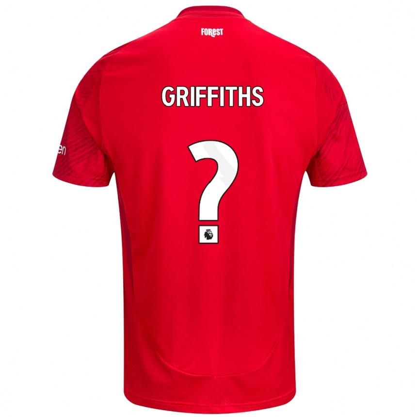 Kids Football Harry Griffiths #0 Red White Home Jersey 2024/25 T-Shirt Nz