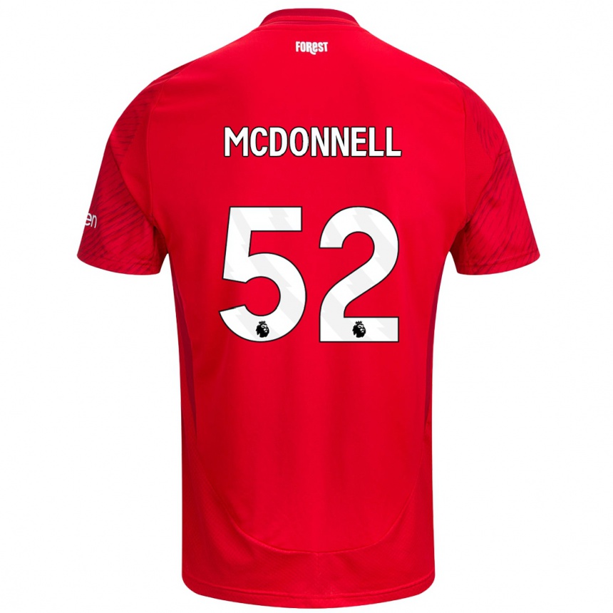 Kids Football Jamie Mcdonnell #52 Red White Home Jersey 2024/25 T-Shirt Nz