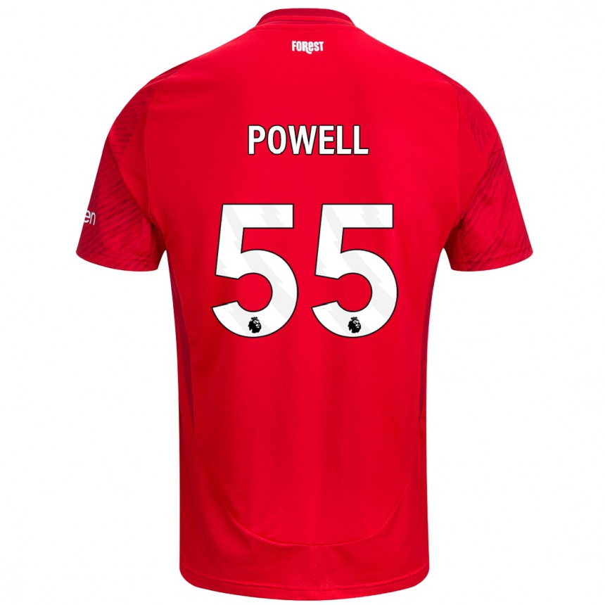 Kids Football Josh Powell #55 Red White Home Jersey 2024/25 T-Shirt Nz