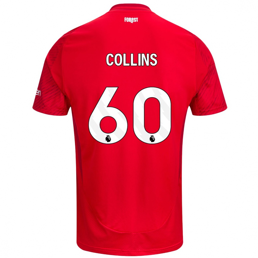 Kids Football Sam Collins #60 Red White Home Jersey 2024/25 T-Shirt Nz