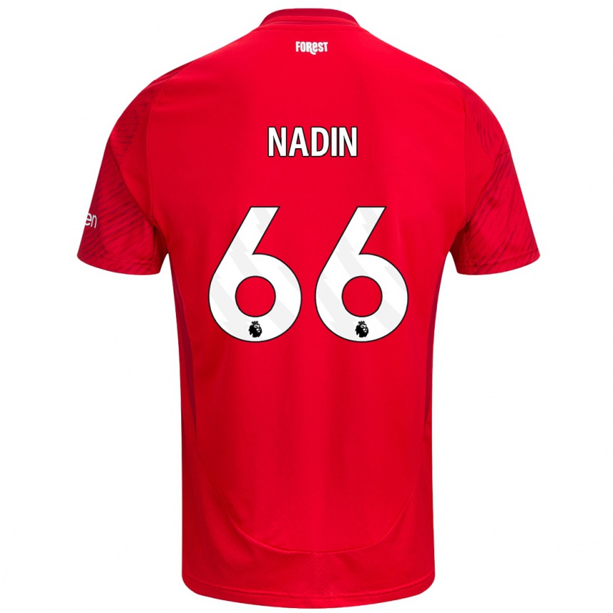 Kids Football Jack Nadin #66 Red White Home Jersey 2024/25 T-Shirt Nz