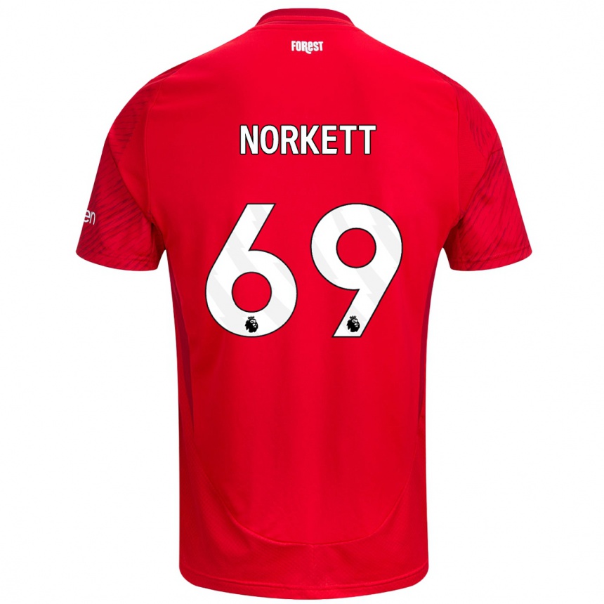 Kids Football Manni Norkett #69 Red White Home Jersey 2024/25 T-Shirt Nz