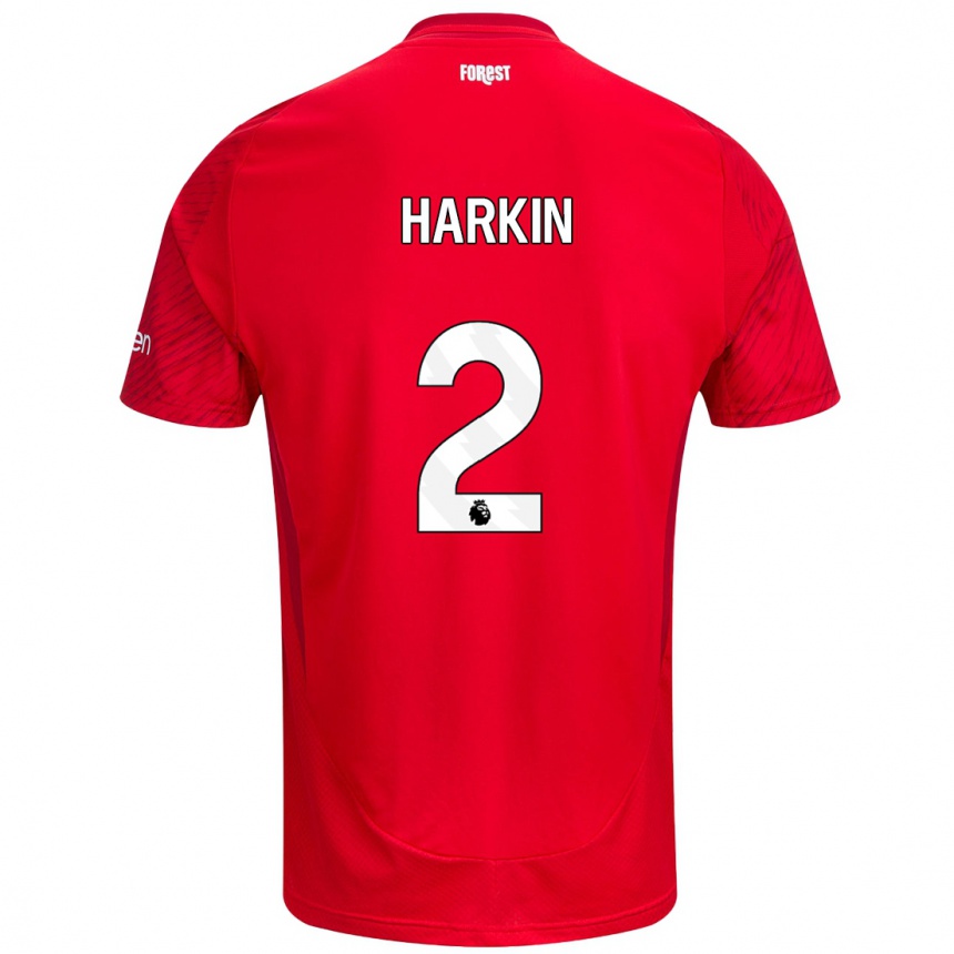 Kids Football Lyndsey Harkin #2 Red White Home Jersey 2024/25 T-Shirt Nz