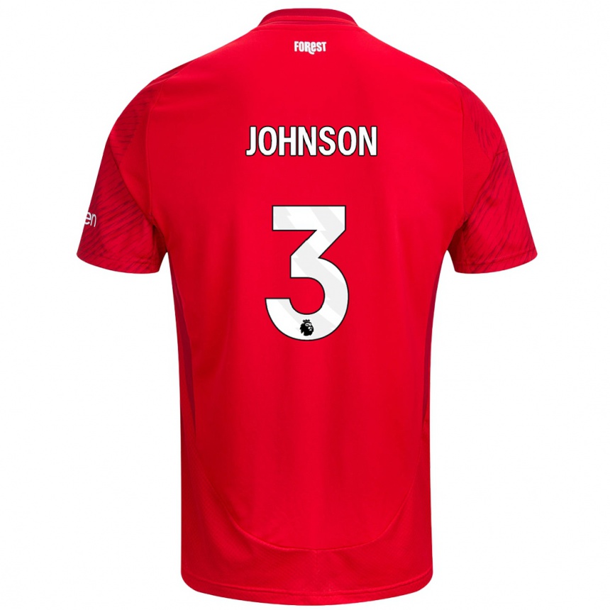 Kids Football Nat Johnson #3 Red White Home Jersey 2024/25 T-Shirt Nz