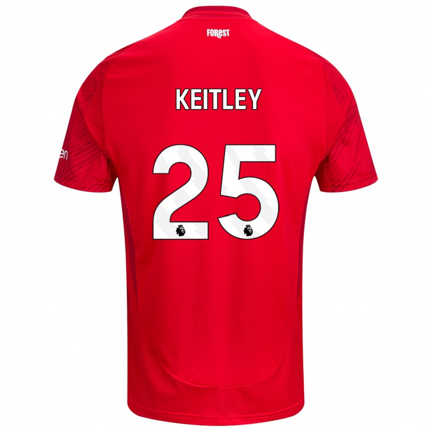 Kids Football Alice Keitley #25 Red White Home Jersey 2024/25 T-Shirt Nz