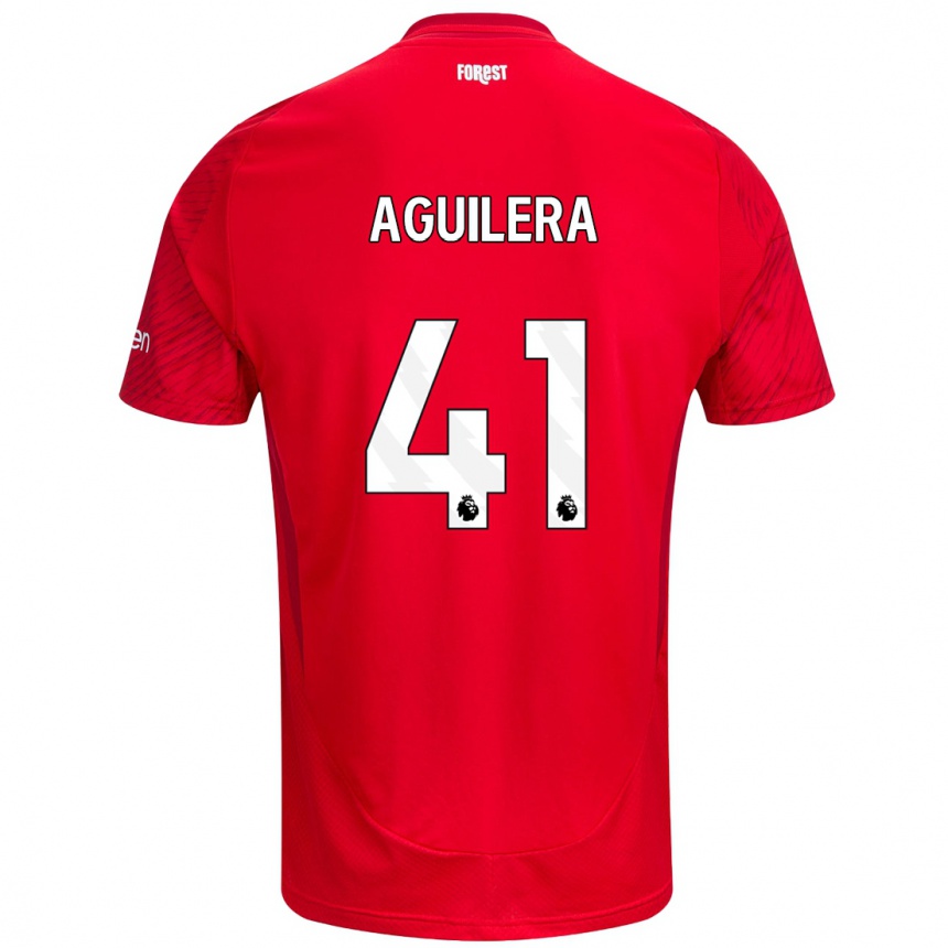 Kids Football Brandon Aguilera #41 Red White Home Jersey 2024/25 T-Shirt Nz