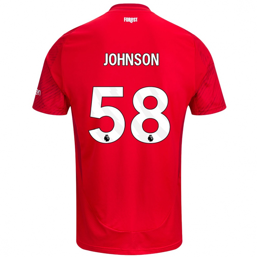 Kids Football Pharrell Johnson #58 Red White Home Jersey 2024/25 T-Shirt Nz