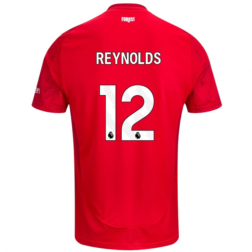 Kids Football Niamh Reynolds #12 Red White Home Jersey 2024/25 T-Shirt Nz