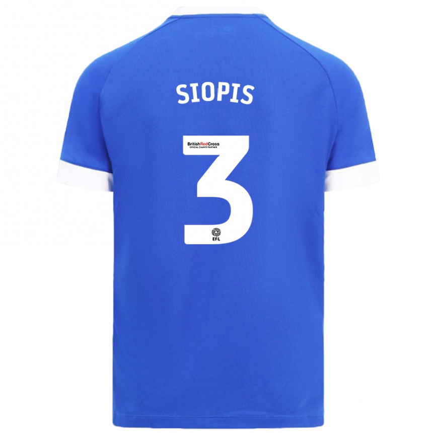 Kids Football Manolis Siopis #3 Sky Blue Home Jersey 2024/25 T-Shirt Nz