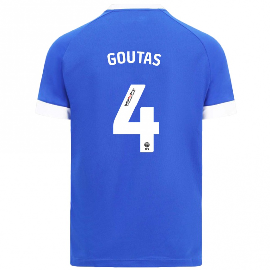 Kids Football Dimitrios Goutas #4 Sky Blue Home Jersey 2024/25 T-Shirt Nz