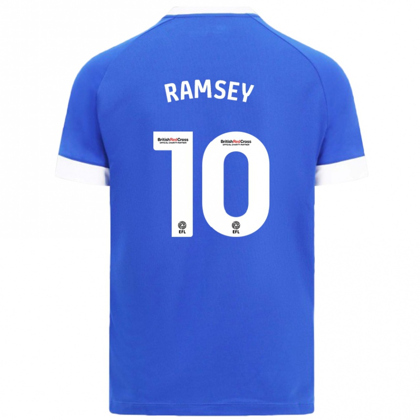 Kids Football Aaron Ramsey #10 Sky Blue Home Jersey 2024/25 T-Shirt Nz