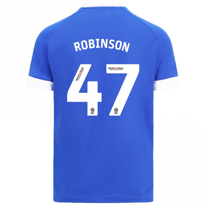 Kids Football Callum Robinson #47 Sky Blue Home Jersey 2024/25 T-Shirt Nz