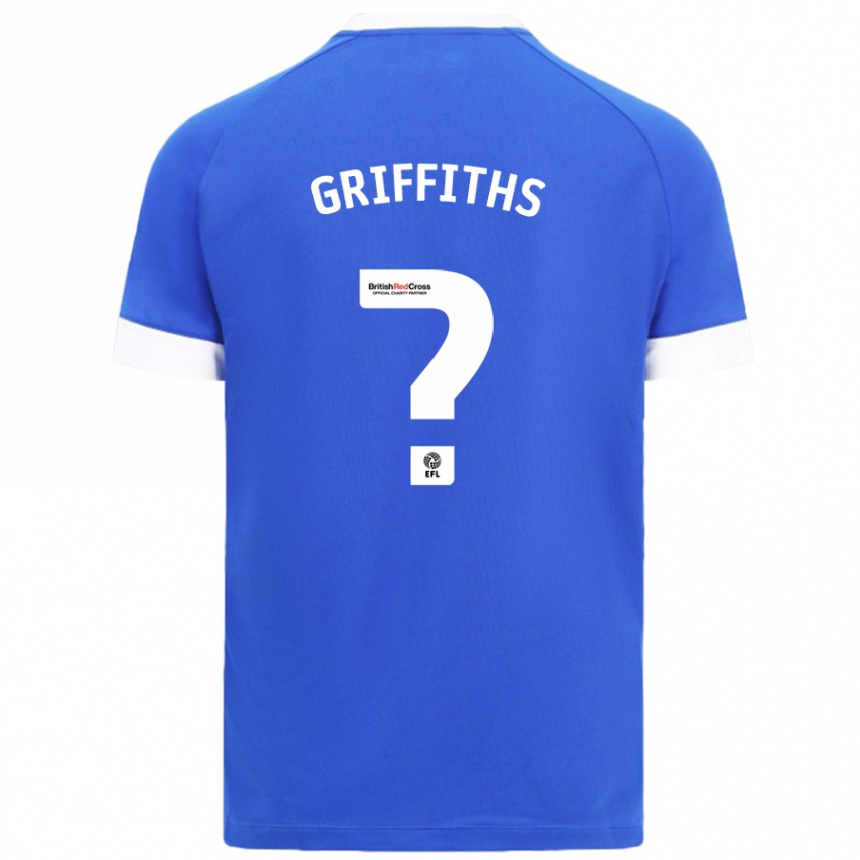 Kids Football Ewan Griffiths #0 Sky Blue Home Jersey 2024/25 T-Shirt Nz