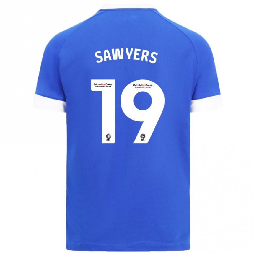 Kids Football Romaine Sawyers #19 Sky Blue Home Jersey 2024/25 T-Shirt Nz