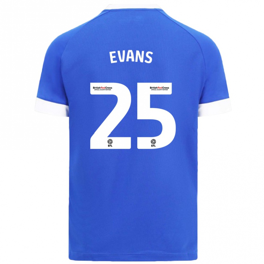 Kids Football Kieron Evans #25 Sky Blue Home Jersey 2024/25 T-Shirt Nz