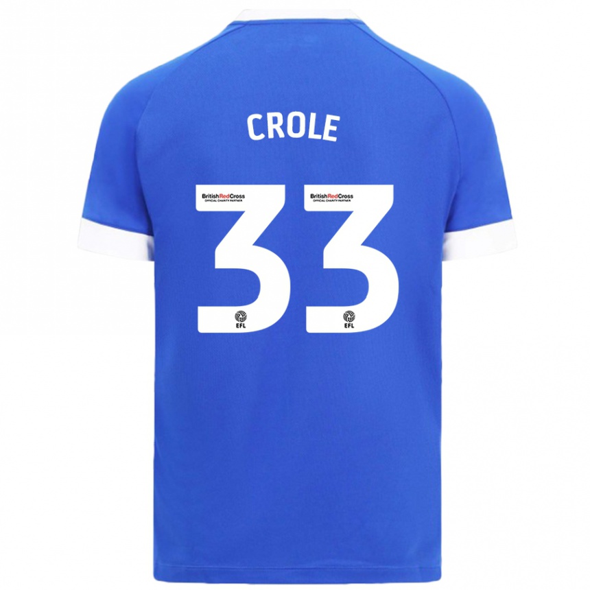 Kids Football James Crole #33 Sky Blue Home Jersey 2024/25 T-Shirt Nz