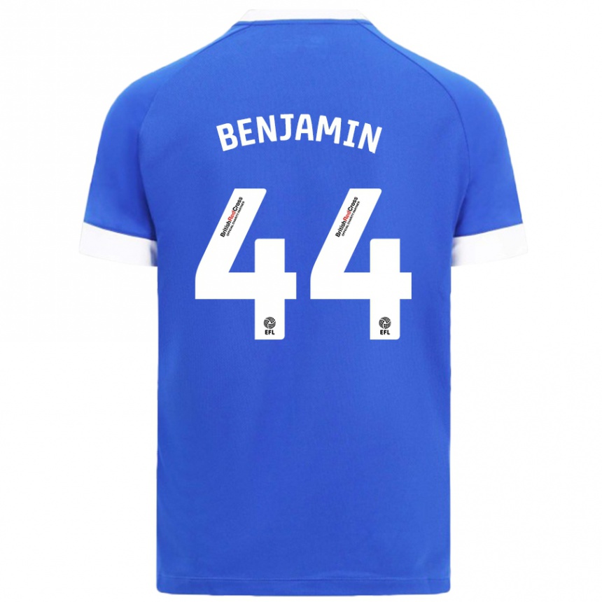 Kids Football Xavier Benjamin #44 Sky Blue Home Jersey 2024/25 T-Shirt Nz