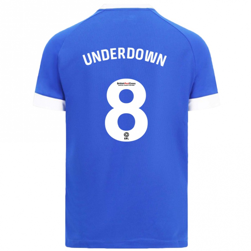 Kids Football Kanisha Underdown #8 Sky Blue Home Jersey 2024/25 T-Shirt Nz