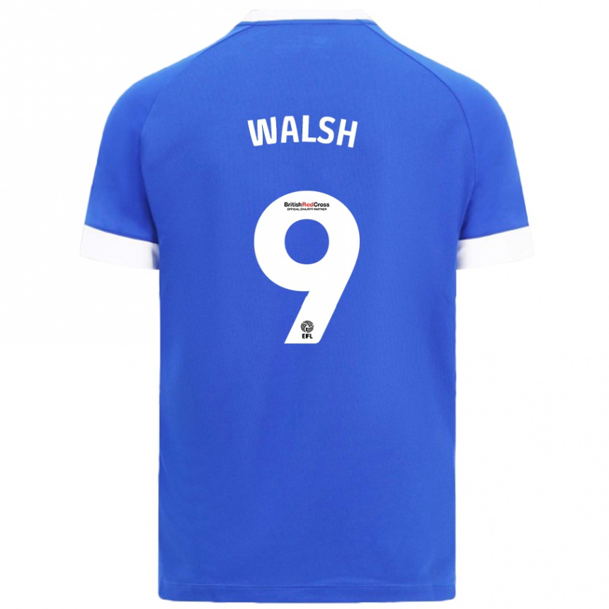 Kids Football Catherine Walsh #9 Sky Blue Home Jersey 2024/25 T-Shirt Nz