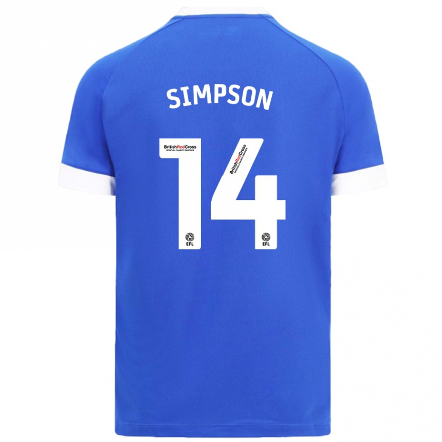 Kids Football Jasmine Simpson #14 Sky Blue Home Jersey 2024/25 T-Shirt Nz