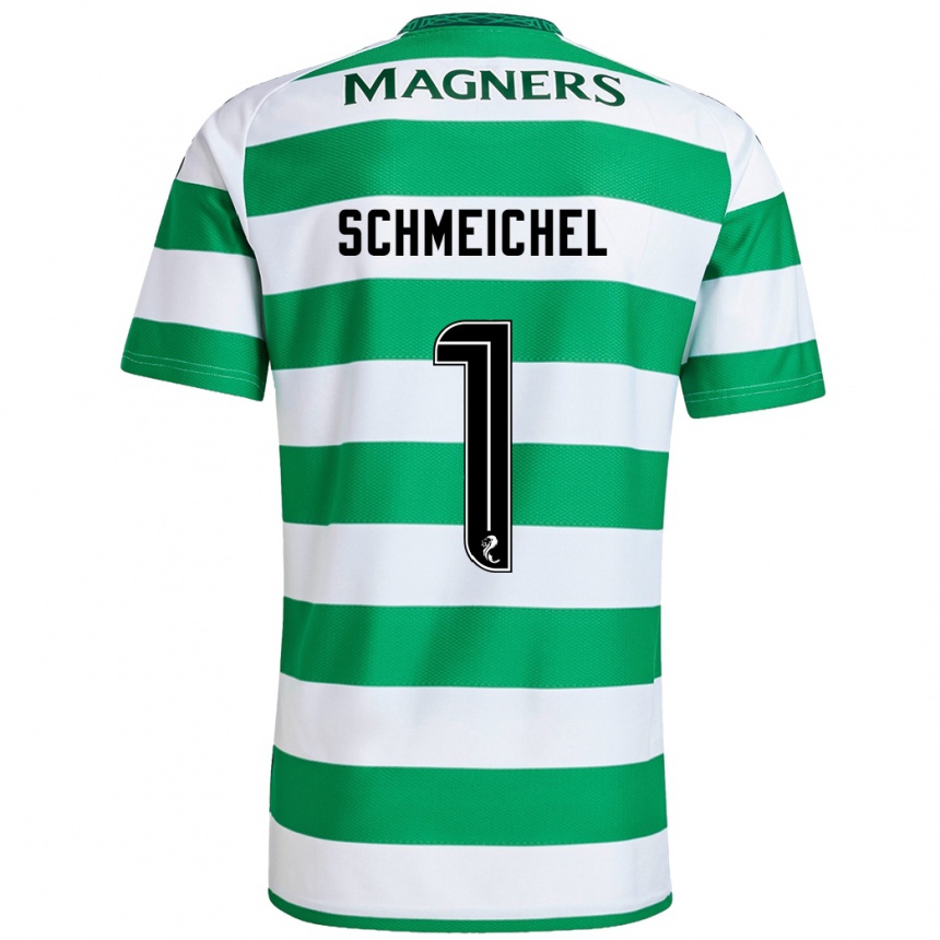 Kids Football Kasper Schmeichel #1 Green White Home Jersey 2024/25 T-Shirt Nz