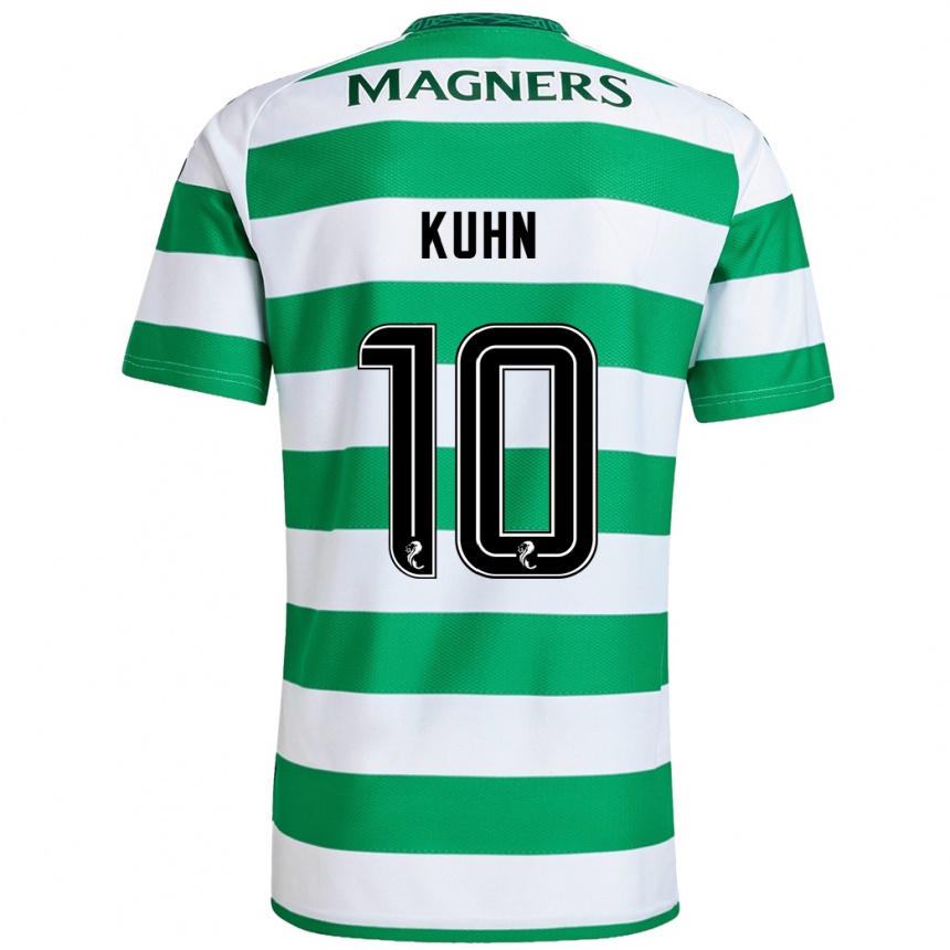 Kids Football Nicolas Kühn #10 Green White Home Jersey 2024/25 T-Shirt Nz