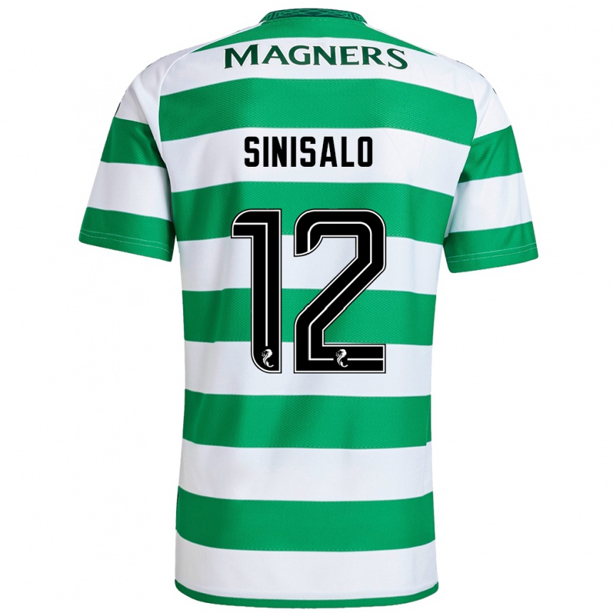 Kids Football Viljami Sinisalo #12 Green White Home Jersey 2024/25 T-Shirt Nz