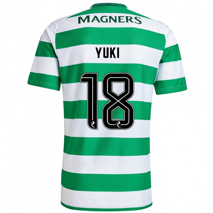 Kids Football Yuki Kobayashi #18 Green White Home Jersey 2024/25 T-Shirt Nz