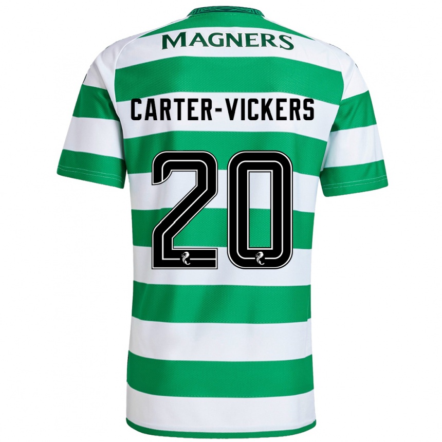 Kids Football Cameron Carter-Vickers #20 Green White Home Jersey 2024/25 T-Shirt Nz