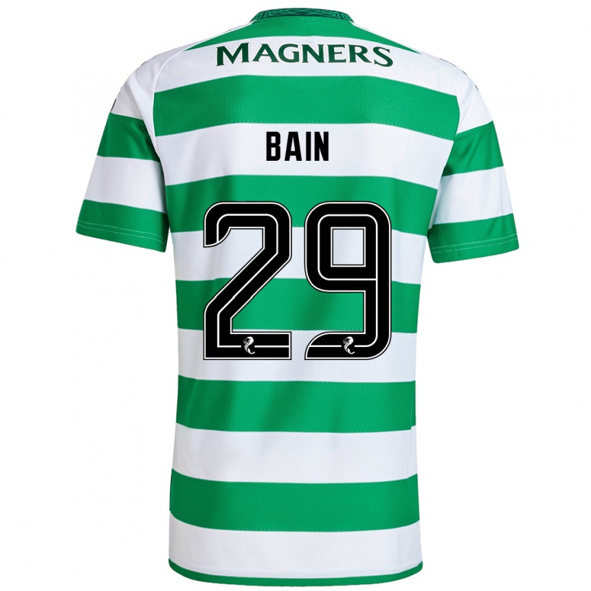 Kids Football Scott Bain #29 Green White Home Jersey 2024/25 T-Shirt Nz