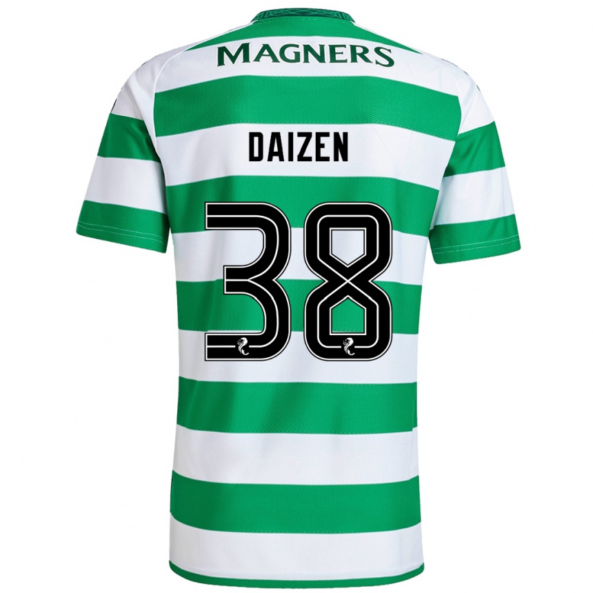 Kids Football Daizen Maeda #38 Green White Home Jersey 2024/25 T-Shirt Nz