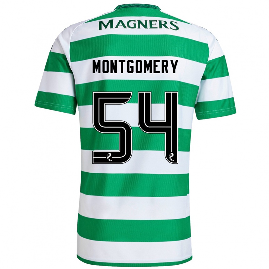 Kids Football Adam Montgomery #54 Green White Home Jersey 2024/25 T-Shirt Nz