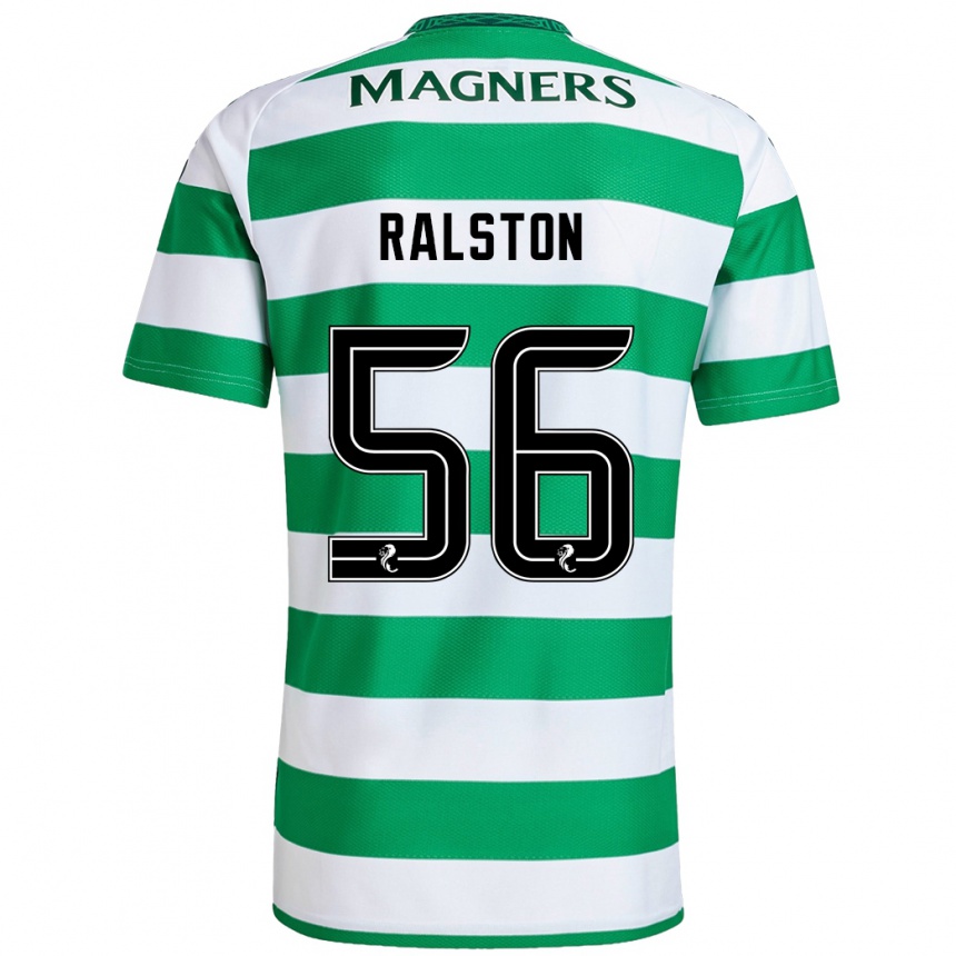 Kids Football Anthony Ralston #56 Green White Home Jersey 2024/25 T-Shirt Nz