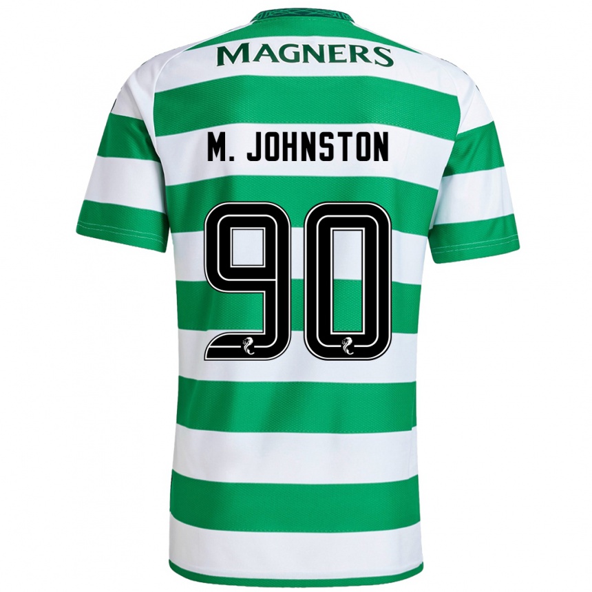 Kids Football Mikey Johnston #90 Green White Home Jersey 2024/25 T-Shirt Nz