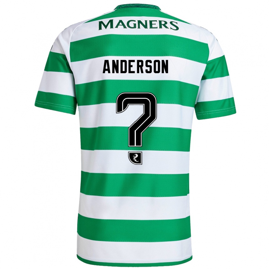 Kids Football Matthew Anderson #0 Green White Home Jersey 2024/25 T-Shirt Nz