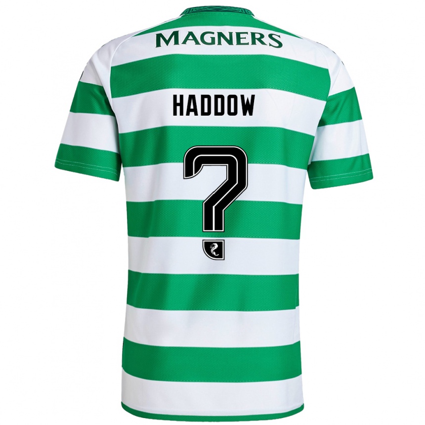 Kids Football Aiden Haddow #0 Green White Home Jersey 2024/25 T-Shirt Nz