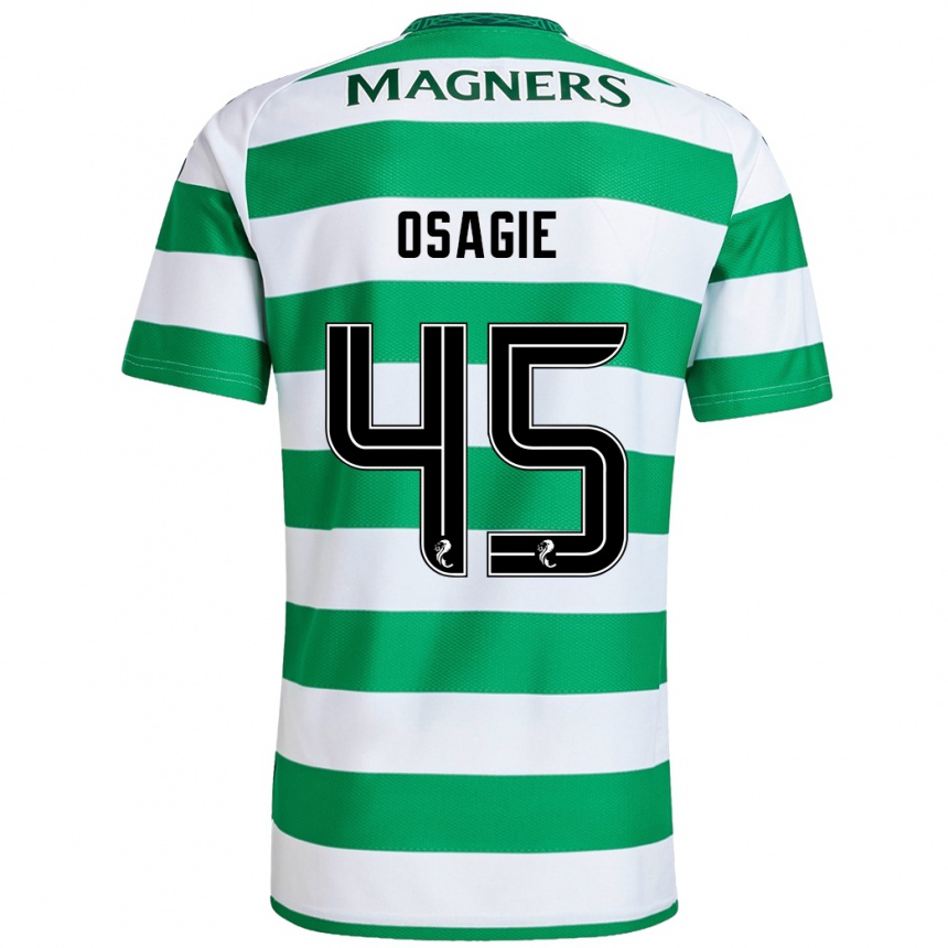 Kids Football Justin Osagie #45 Green White Home Jersey 2024/25 T-Shirt Nz