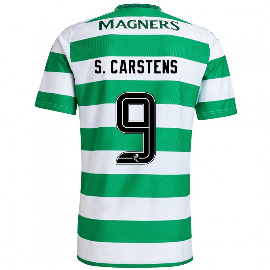 Kids Football Signe Carstens #9 Green White Home Jersey 2024/25 T-Shirt Nz