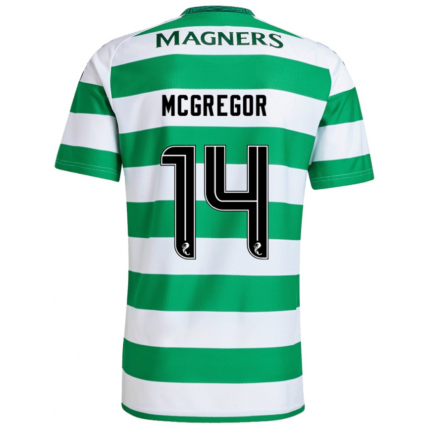 Kids Football Shannon Mcgregor #14 Green White Home Jersey 2024/25 T-Shirt Nz