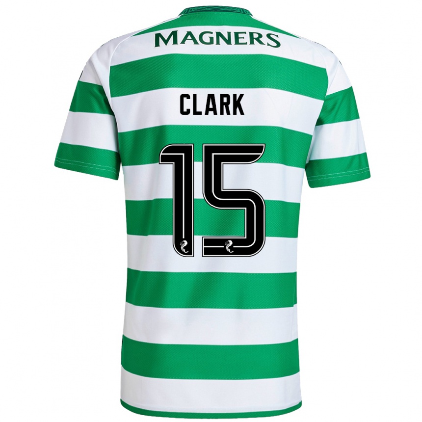 Kids Football Kelly Clark #15 Green White Home Jersey 2024/25 T-Shirt Nz