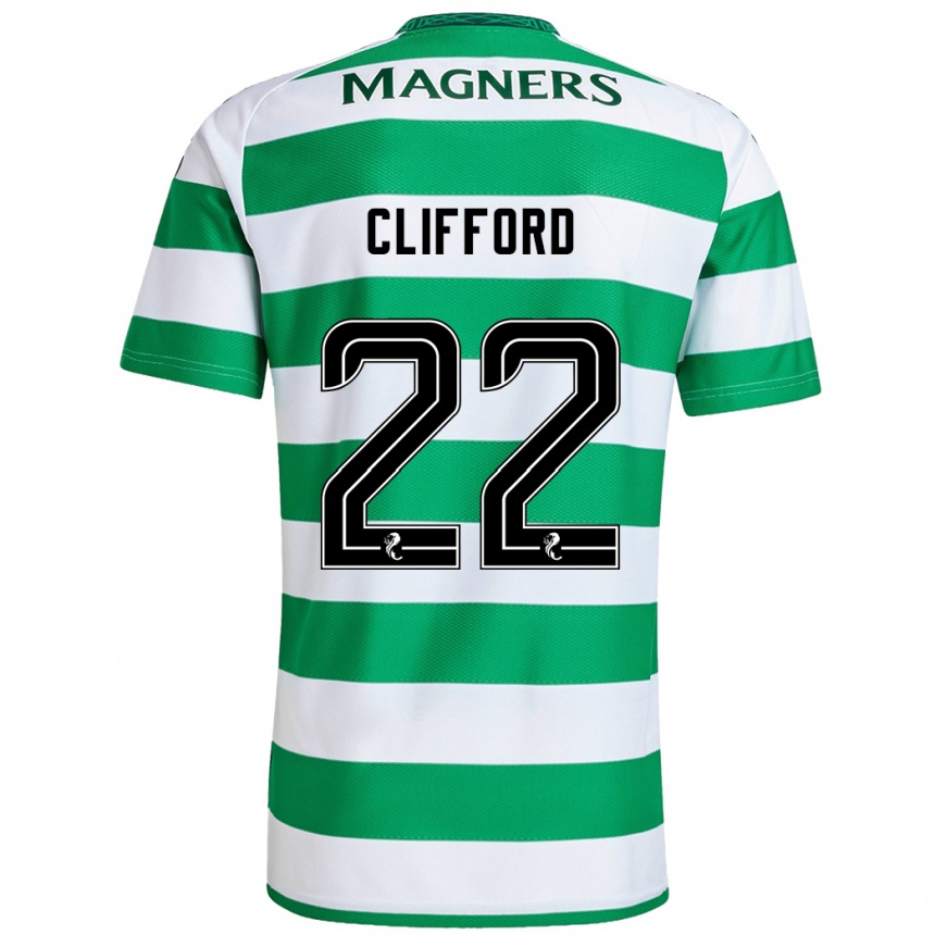 Kids Football Lucy Ashworth-Clifford #22 Green White Home Jersey 2024/25 T-Shirt Nz