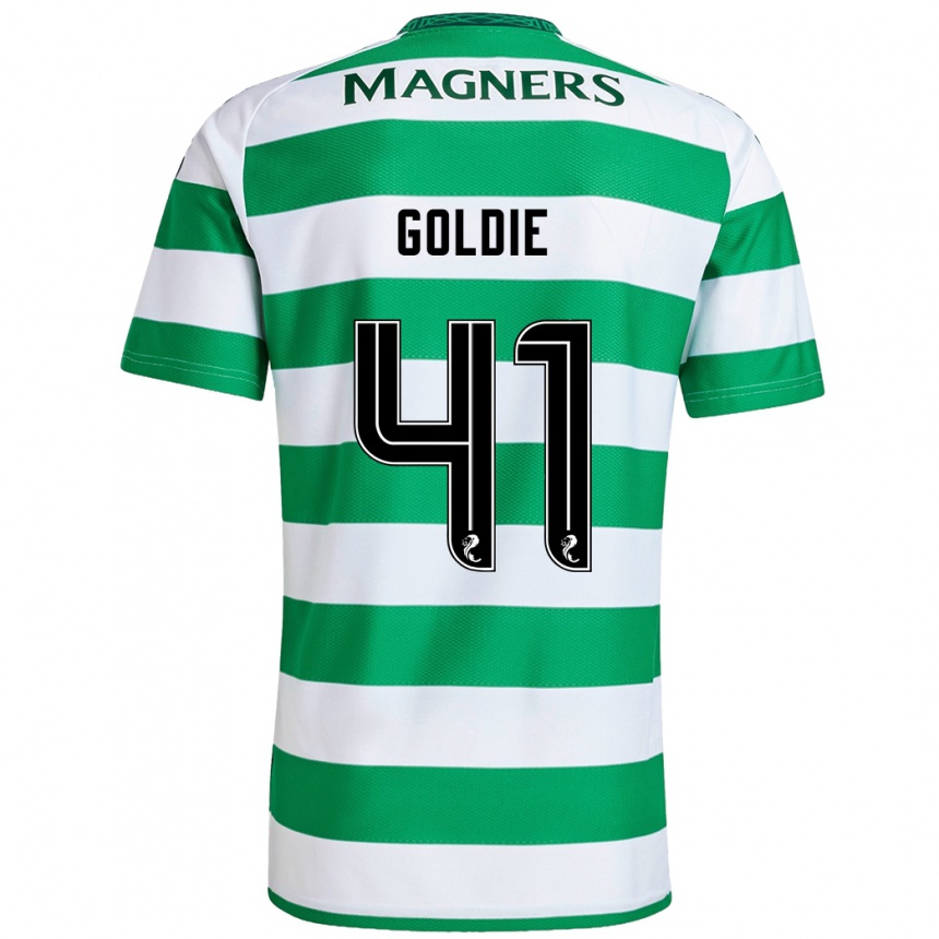 Kids Football Clare Goldie #41 Green White Home Jersey 2024/25 T-Shirt Nz