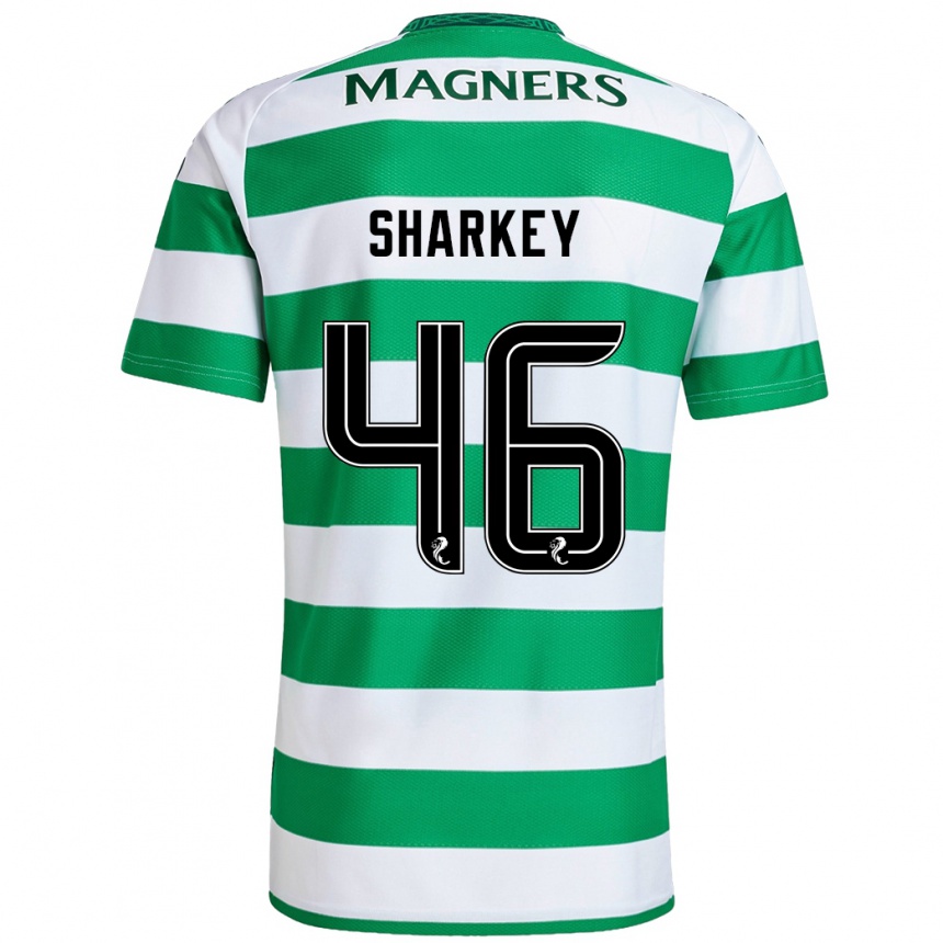 Kids Football Amy Sharkey #46 Green White Home Jersey 2024/25 T-Shirt Nz