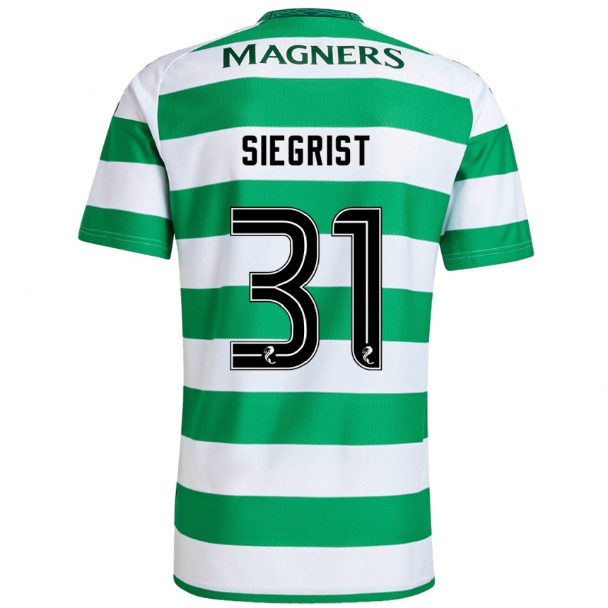 Kids Football Benjamin Siegrist #31 Green White Home Jersey 2024/25 T-Shirt Nz