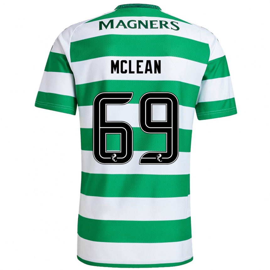 Kids Football Kai Mclean #69 Green White Home Jersey 2024/25 T-Shirt Nz