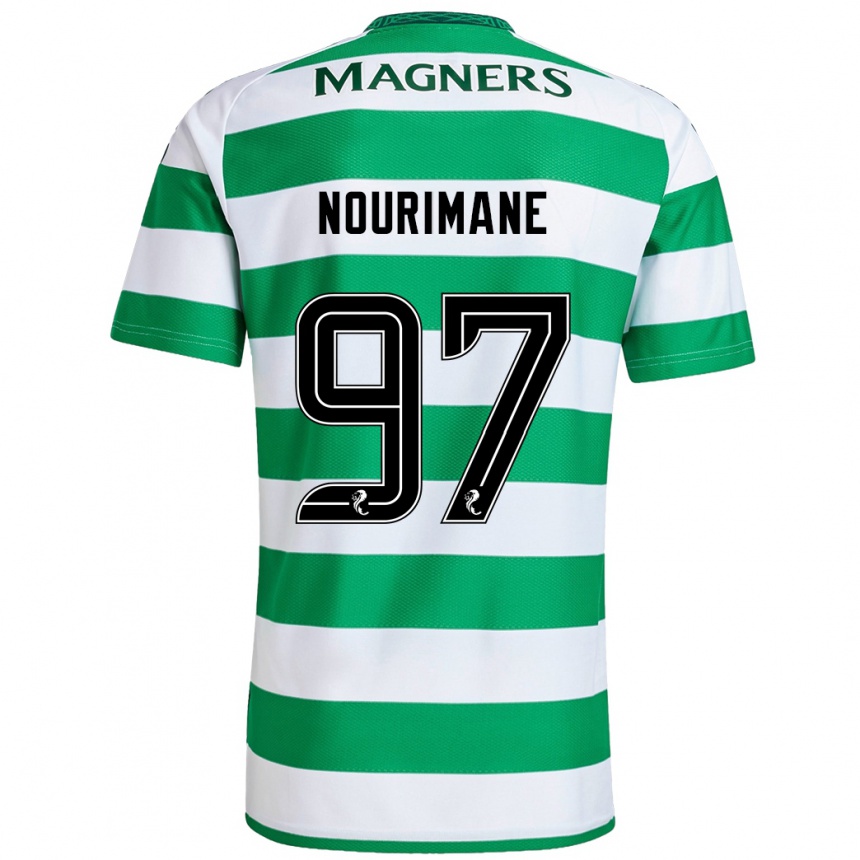 Kids Football Addi Nourimane #97 Green White Home Jersey 2024/25 T-Shirt Nz