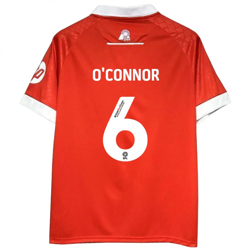 Kids Football Thomas O'connor #6 Red White Home Jersey 2024/25 T-Shirt Nz